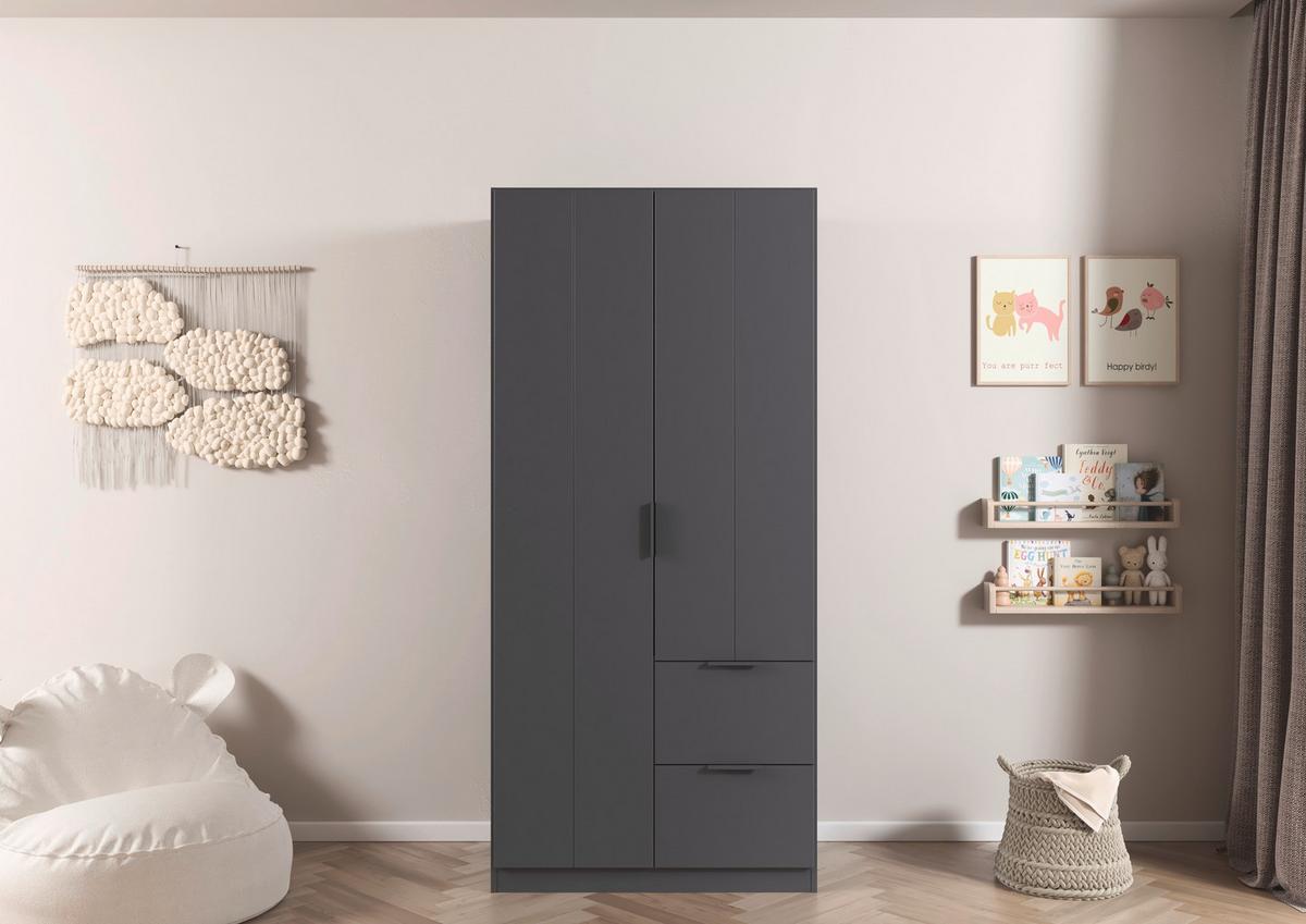 DREHTÜRENSCHRANK Ella Grau B: 91cm - Grau, MODERN, Holzwerkstoff (91/197/54cm) - Rauch Möbel