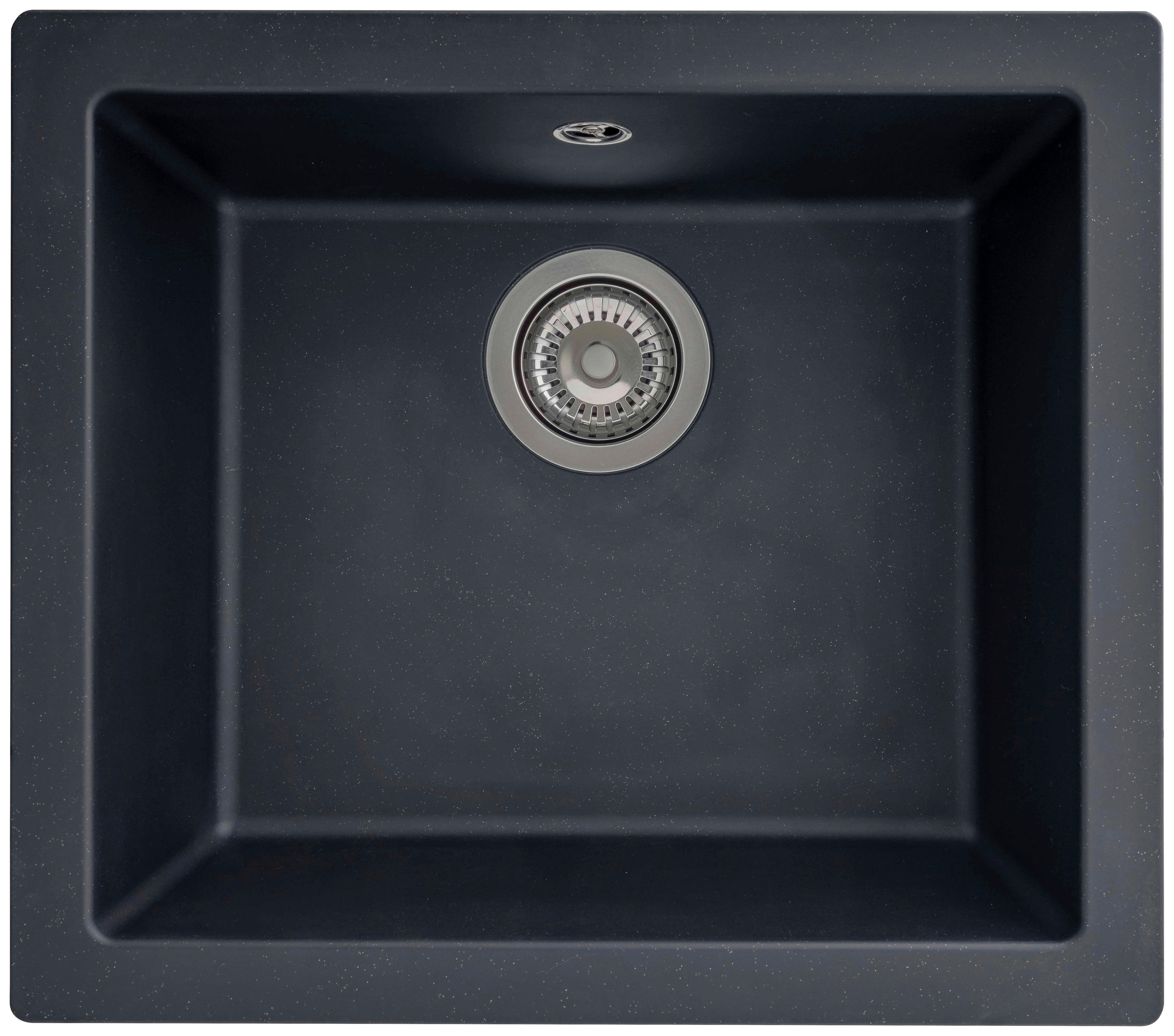 Spüle Respekta Ohio Kunsstein Bxt: 50x44 cm - Schwarz, Trend, Glas/Kunststoff (50/19/44cm) - Respekta