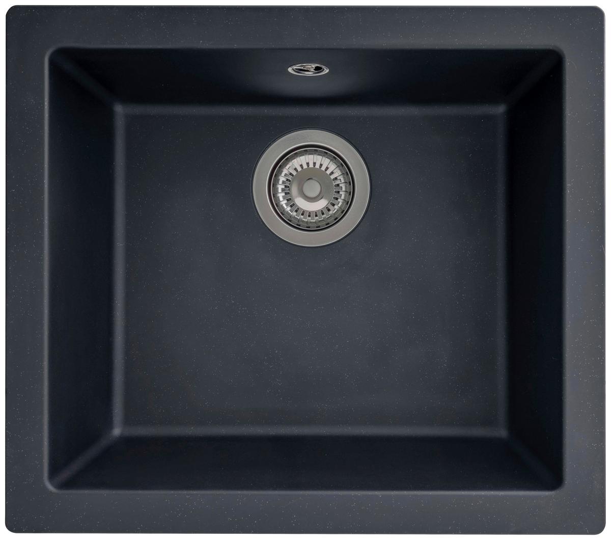 Spüle Respekta Ohio Kunsstein Bxt: 50x44 Cm - Schwarz, Trend, Glas/Kunststoff (50/19/44cm) - Respekta