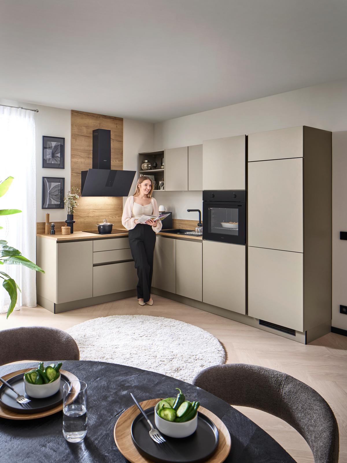 Eckküche Win - Eichefarben/Creme, MODERN, Holzwerkstoff (205,2/278,2cm) - Express-Kuechen