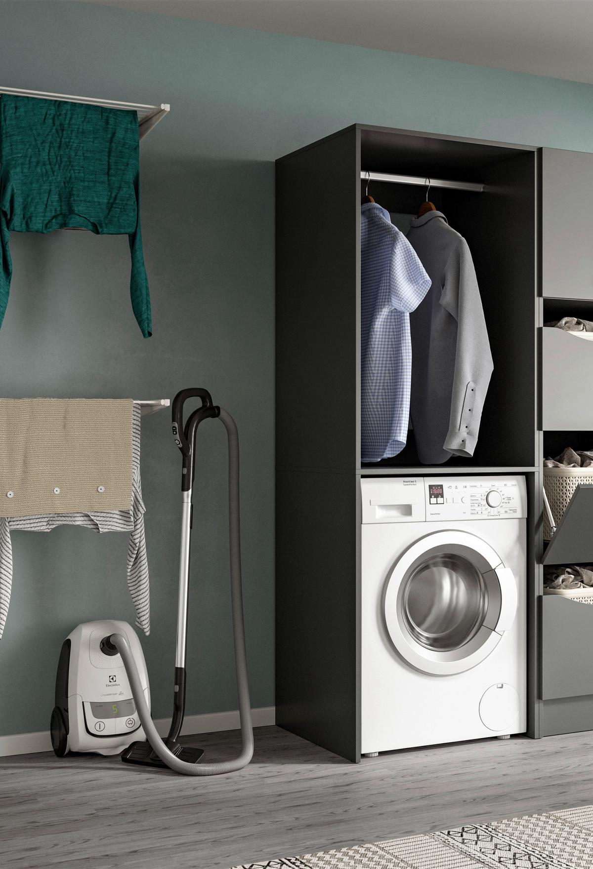 Waschmaschinenschrank Free Anthrazit B: 66cm - Anthrazit/Weiß, Basics, Holzwerkstoff (66/195/60cm) - MID.YOU