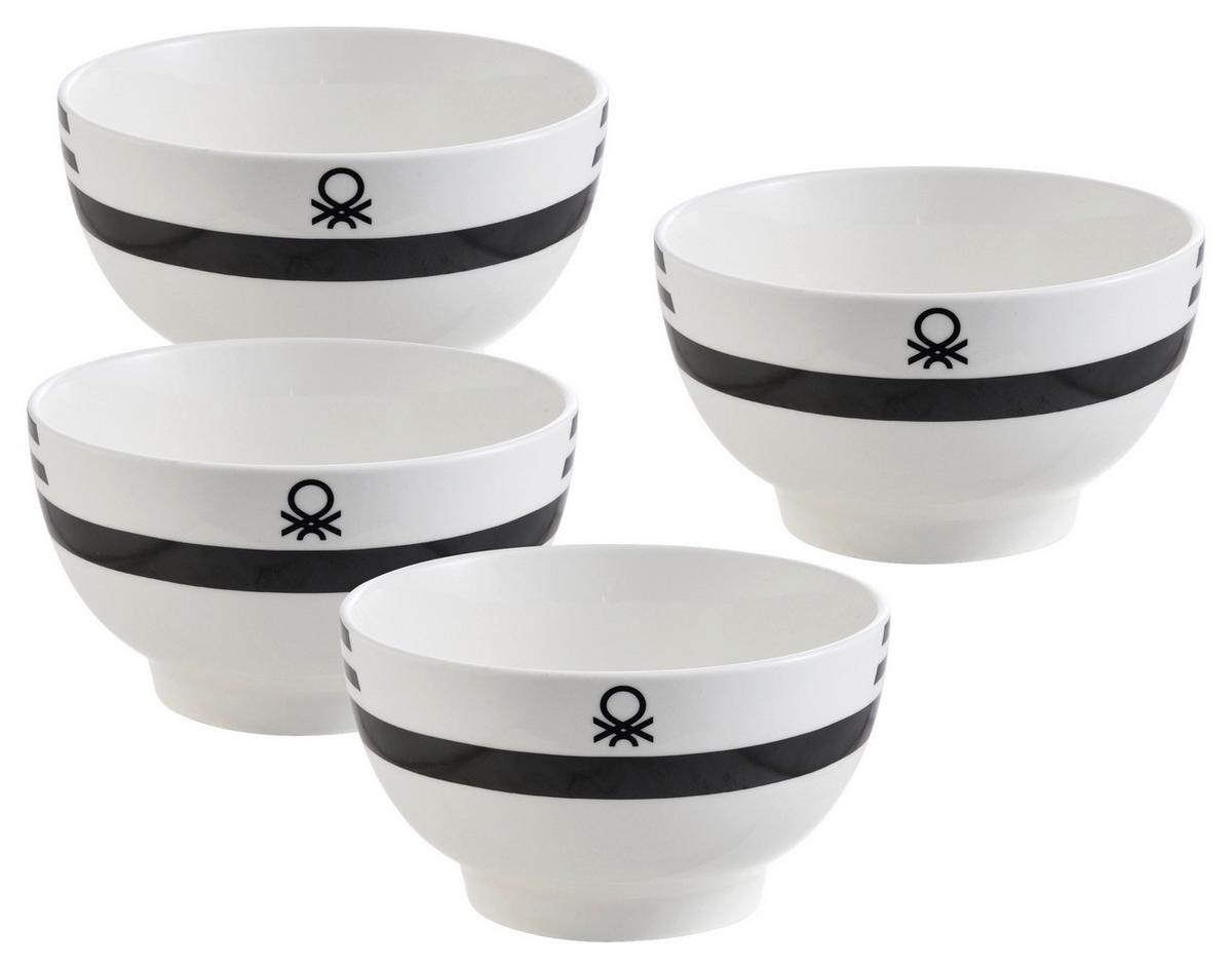 Müslischalen-Set Black & White 4-teilig - Schwarz/Weiß, Basics, Keramik (15/14,7/19,2cm) - Benetton