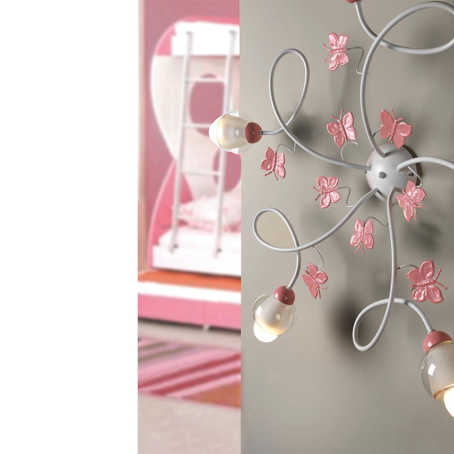 Kinderdeckenleuchte 4924/pl5 - Pink/Weiß, Basics, Glas/Metall (80/20cm)