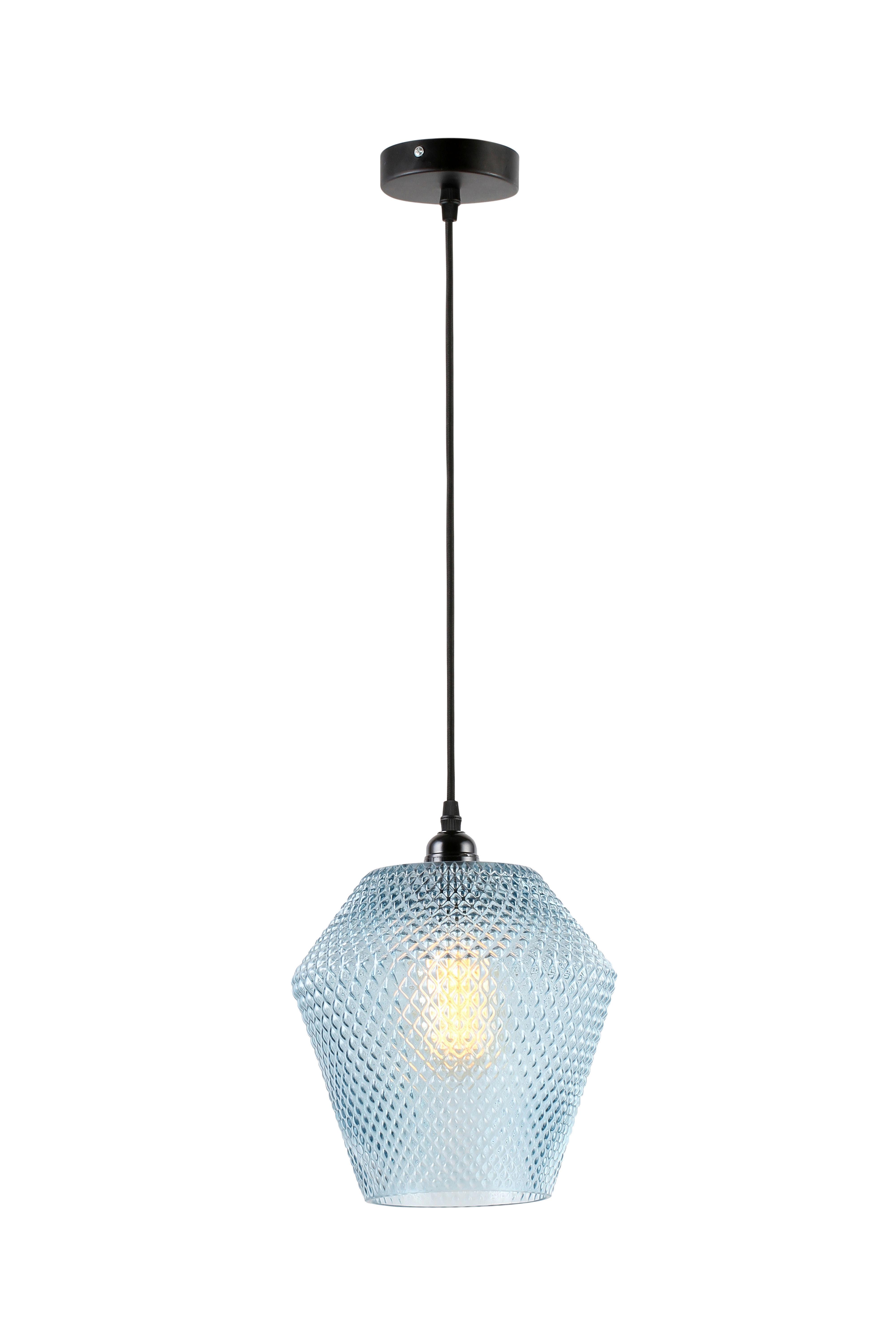 Hängeleuchte Nomi Blau/schwarz B: 22 Cm - Blau/Schwarz, Basics, Glas (22/22/27cm) - Kayoom
