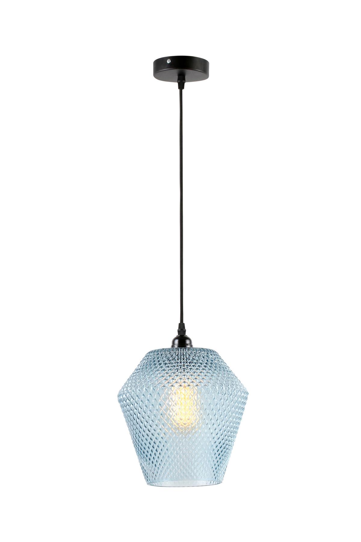 Hängeleuchte Nomi Blau/schwarz B: 22 Cm - Blau/Schwarz, Basics, Glas (22/22/27cm) - Kayoom