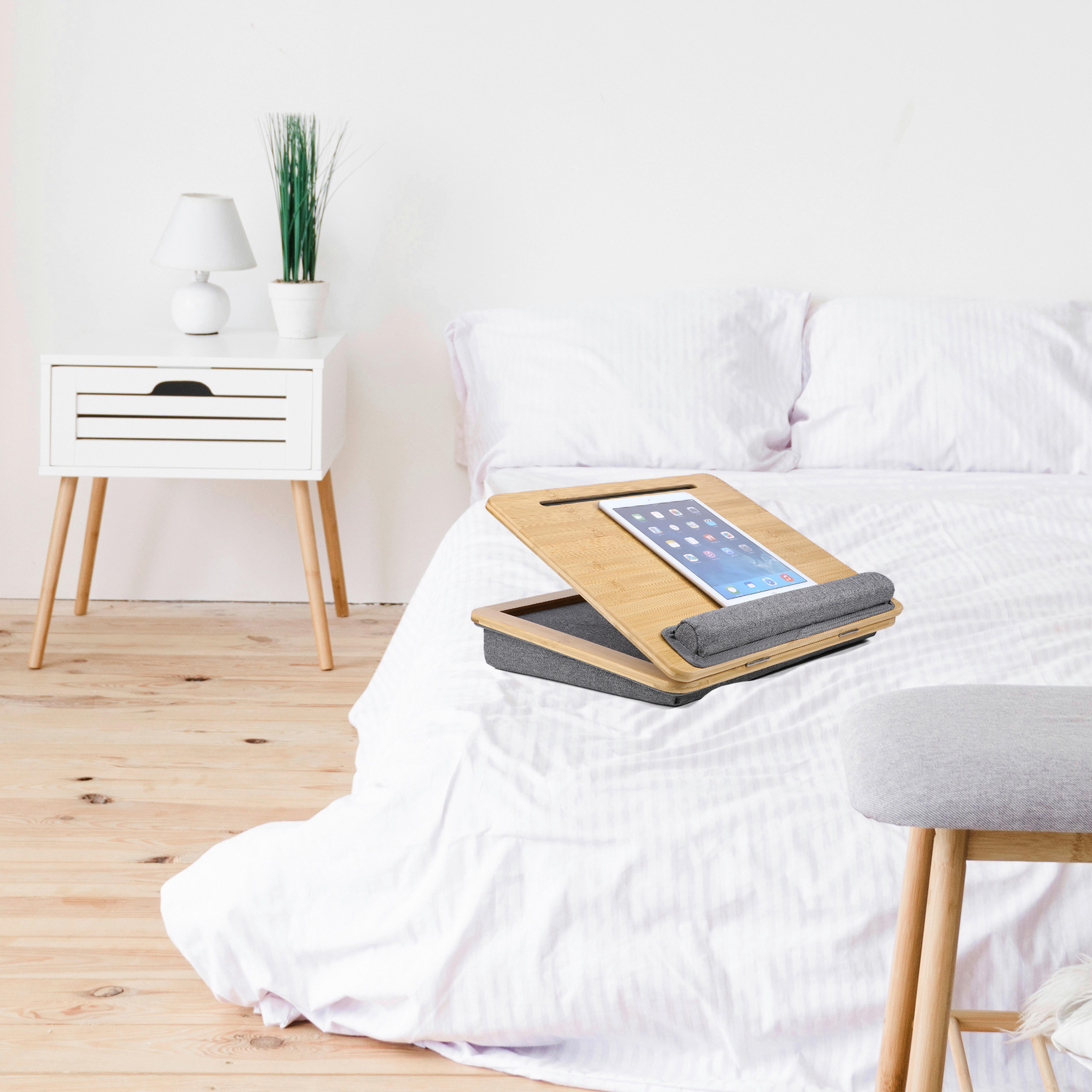 Laptopunterlage Comfilap IIi - Braun/Grau, Basics, Naturmaterialien/Textil (42/9/34cm) - MID.YOU