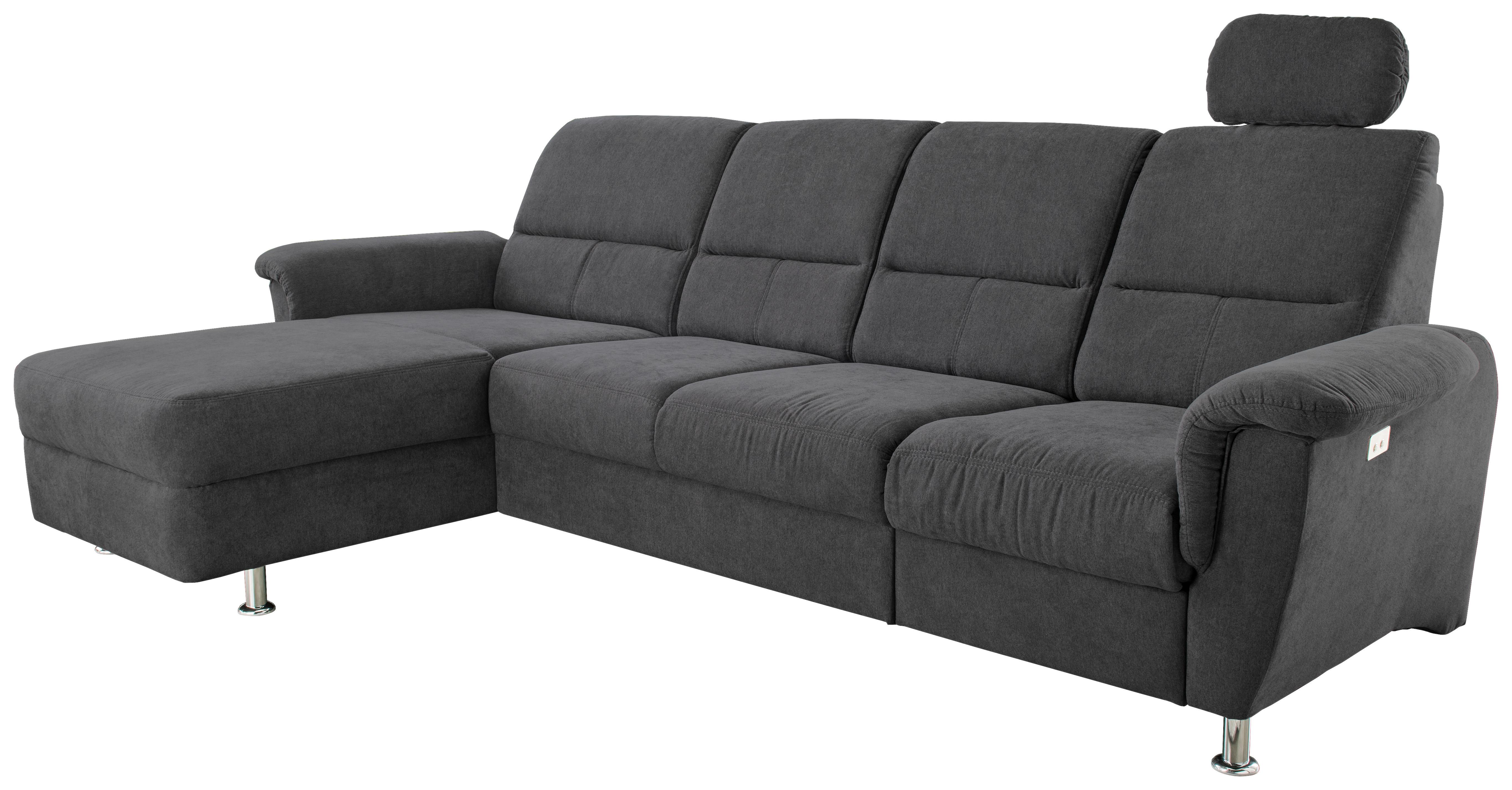 Ecksofa Parole Schwarz S: 165/292 cm - Chromfarben/Schwarz, KONVENTIONELL, Textil (292/165cm) - Livetastic