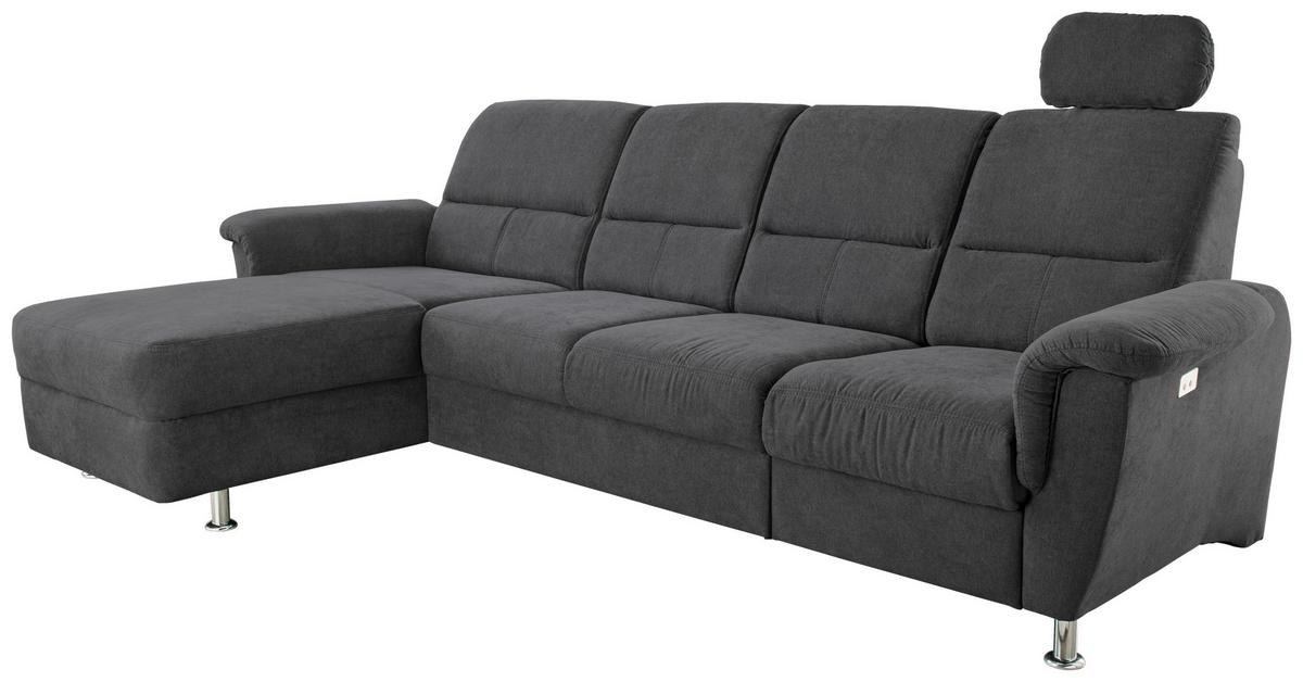 Ecksofa Parole Schwarz S: 165/292 cm - Chromfarben/Schwarz, KONVENTIONELL, Textil (292/165cm) - Livetastic