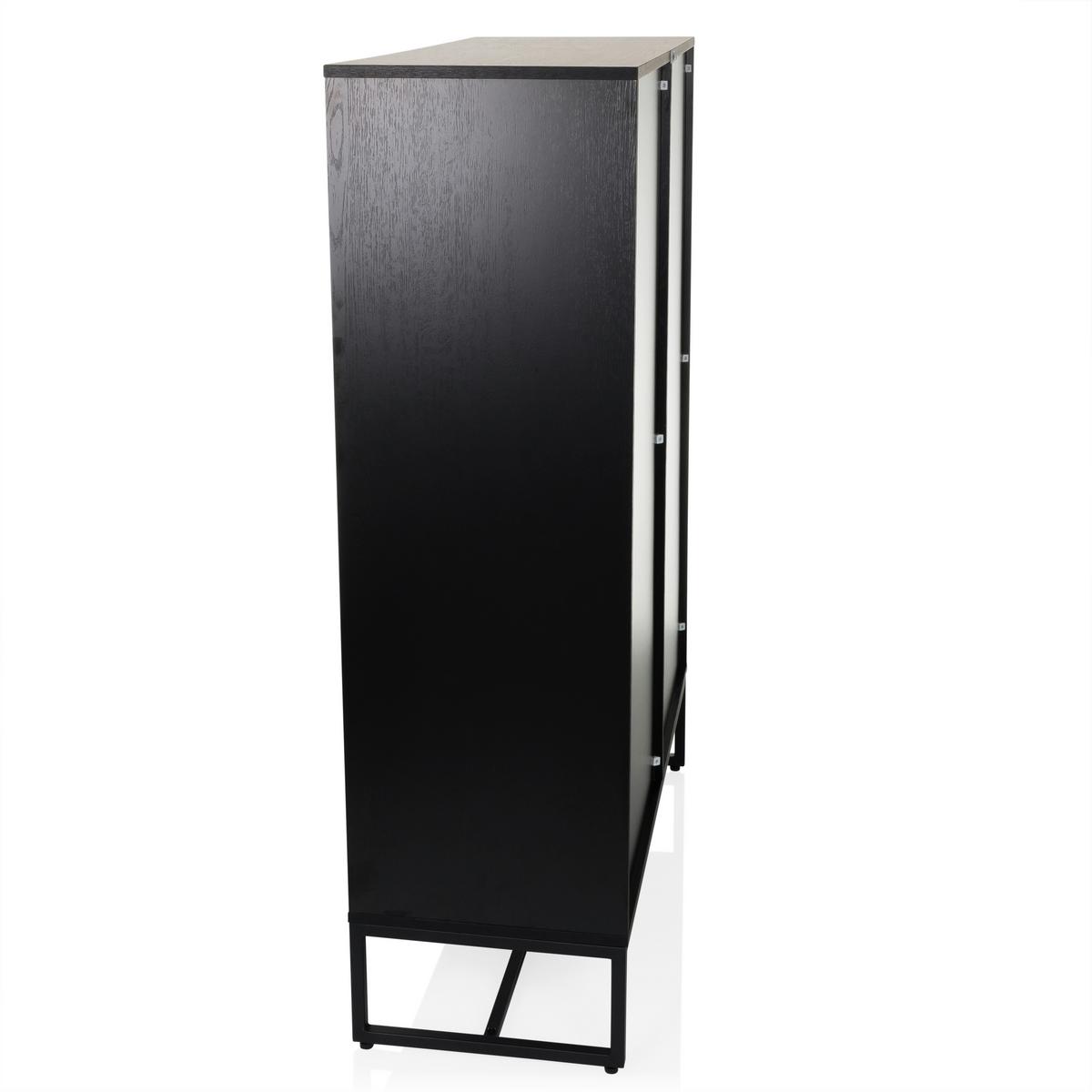 Highboard Amio Eichefarben, Schwarz B: 100 Cm - Eichefarben/Schwarz, MODERN, Holzwerkstoff (100/140/40cm) - MID.YOU