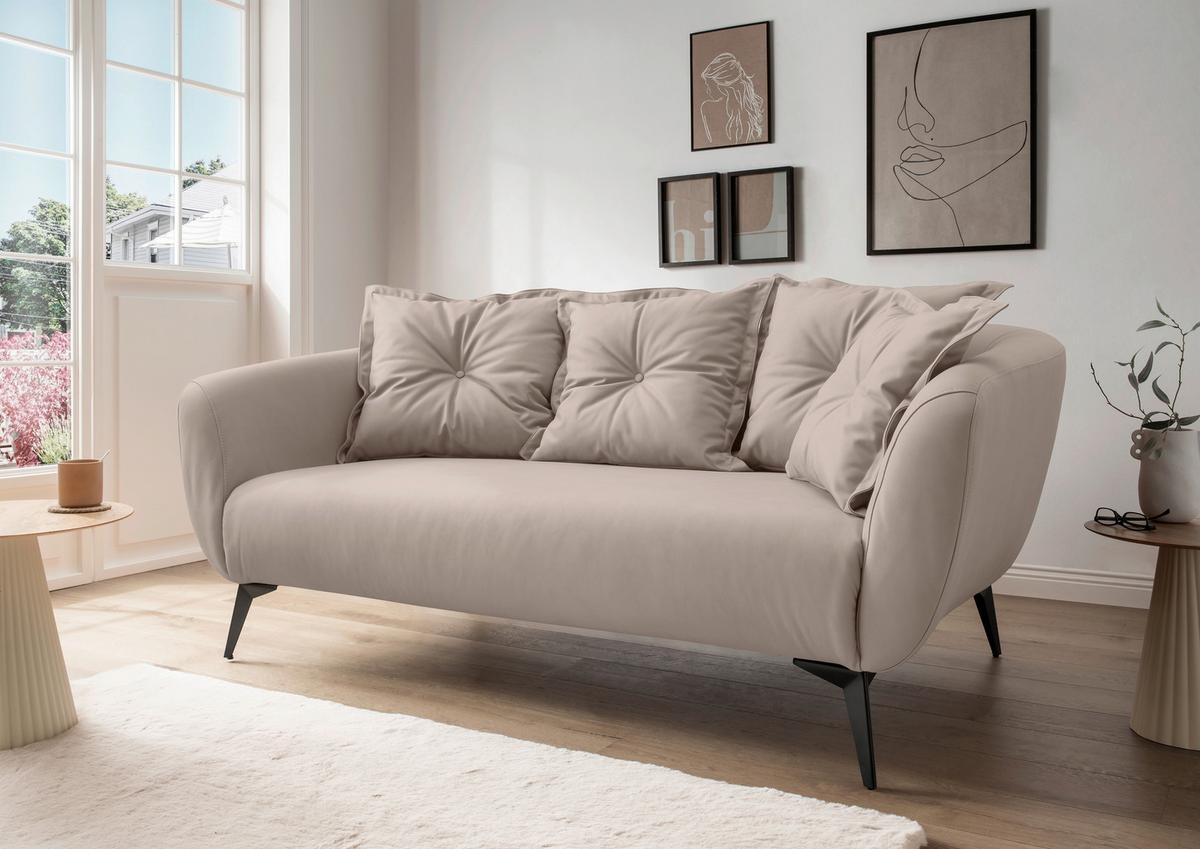 2,5-Sitzer Baggio Beige B: 196 cm - Beige/Schwarz, MODERN, Textil (196/94/103cm) - Livetastic