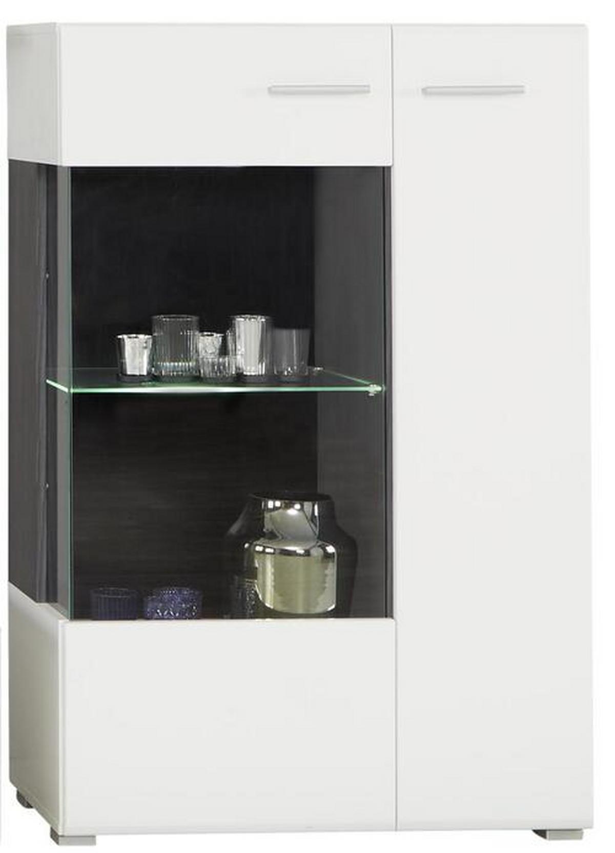 Wohnwand Modern 4 -Teilig. mit Led Concerto, Weiß/Schwarz - Silberfarben/Schwarz, MODERN, Glas/Holzwerkstoff (308/190/41cm)