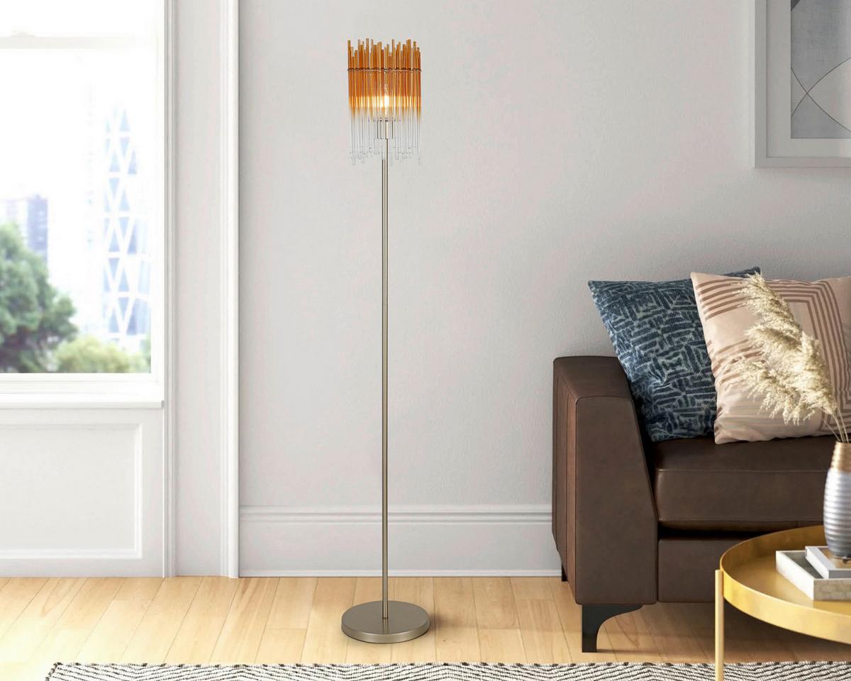 STOJACÍ LAMPA STAB - jantarové barvy/průhledné, Moderní, kov/plast (25l)