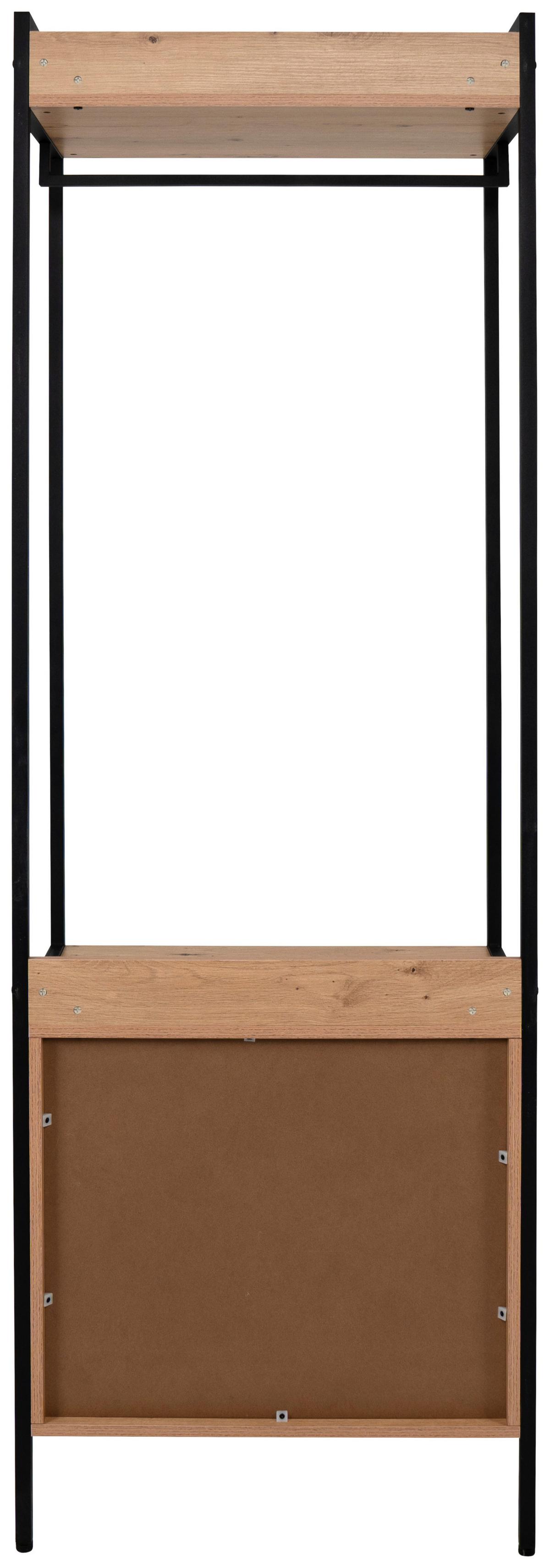 Garderobe Dhaka Eichefarben/schwarz B: 64 Cm - Schwarz, MODERN, Holzwerkstoff/Metall (64/190/40cm)