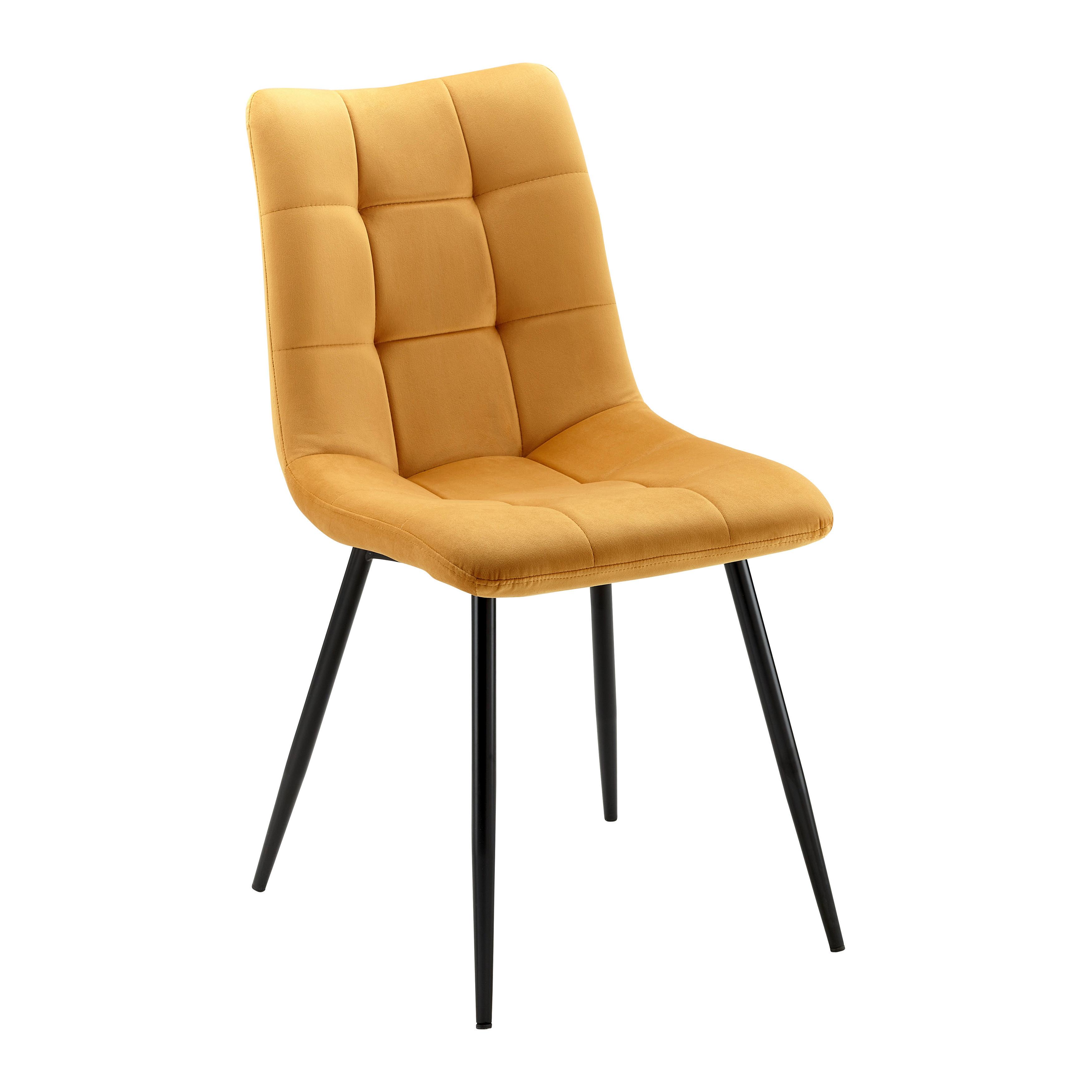 Elegantní židle SURI žlutá - černá/žlutá, Moderní, kov/dřevo (46/87/59cm) - Bessagi Home