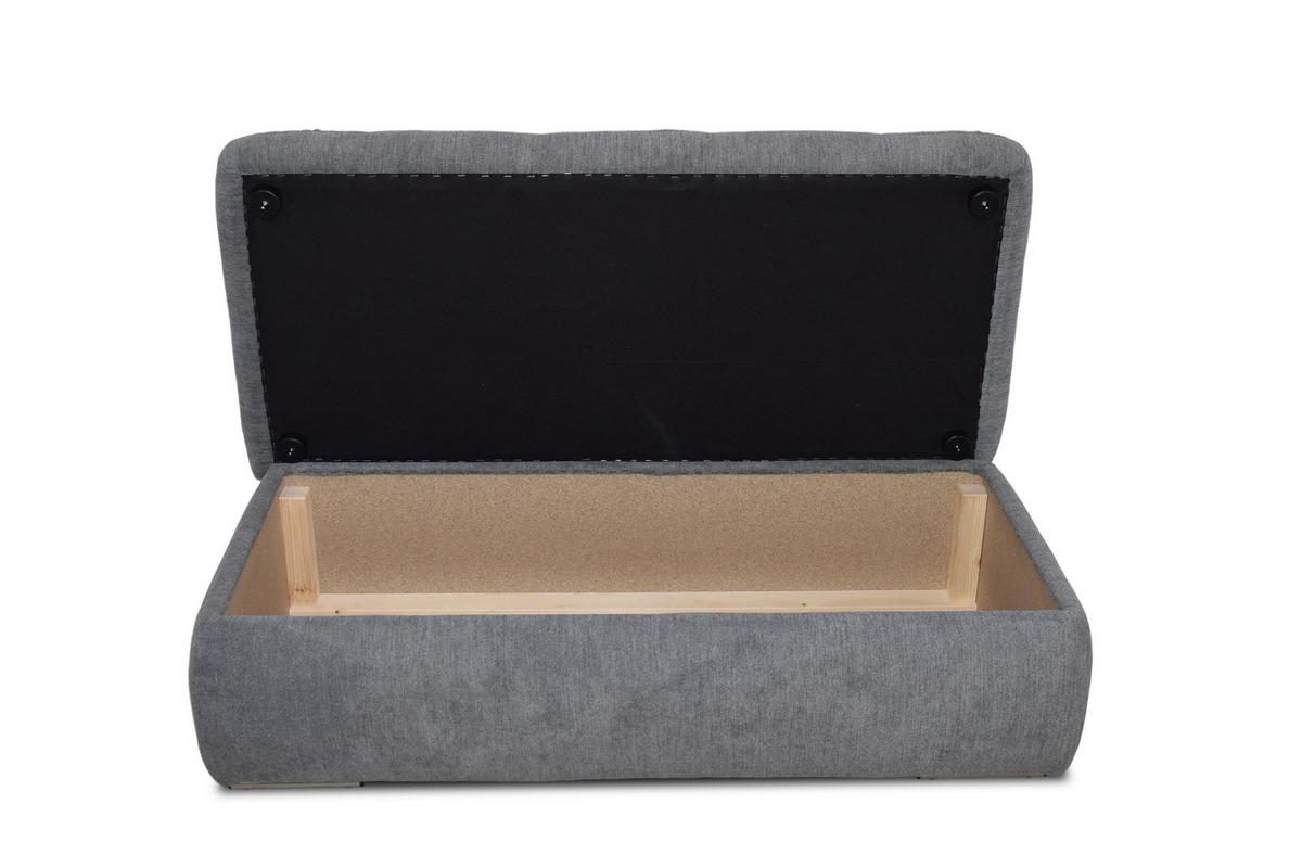 Hockerbank Moric Mikrofaser Dunkelgrau H: 64 cm mit Stauraum - Chromfarben/Dunkelgrau, KONVENTIONELL, Textil (136/64/43cm) - MID.YOU
