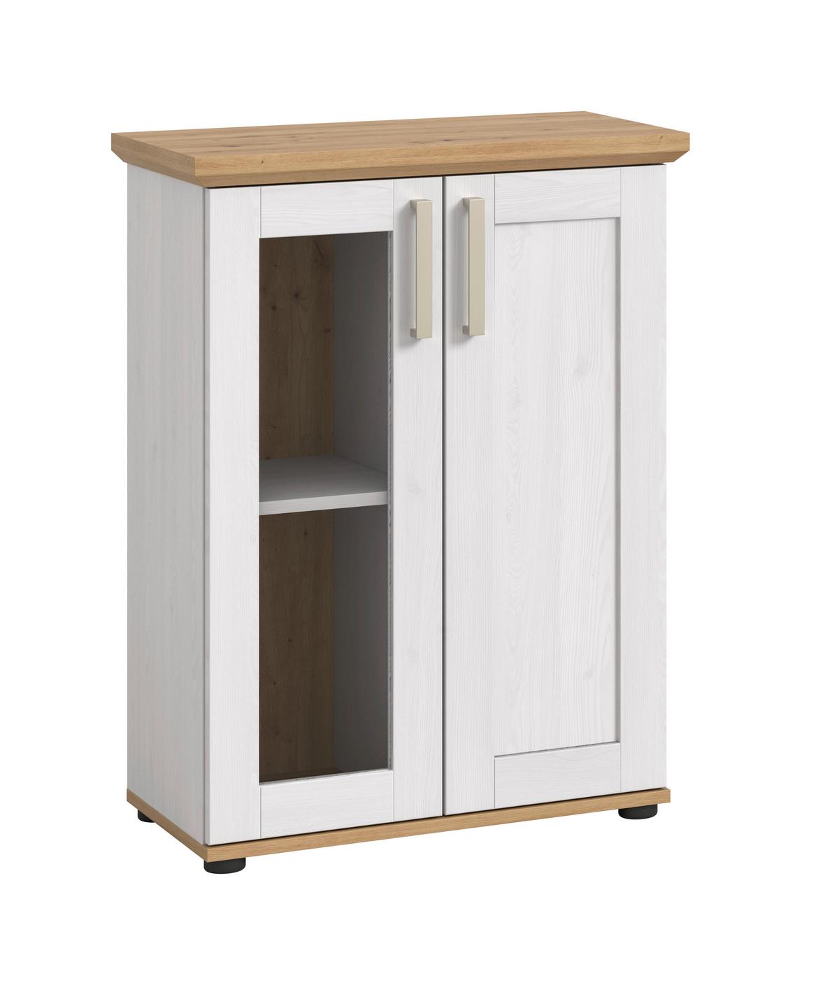 Vitrine Verona Lärchefarben /Eiche Dekor B: 64cm - Lärchefarben/Schwarz, Design, Holzwerkstoff (64/88/37cm) - Livetastic