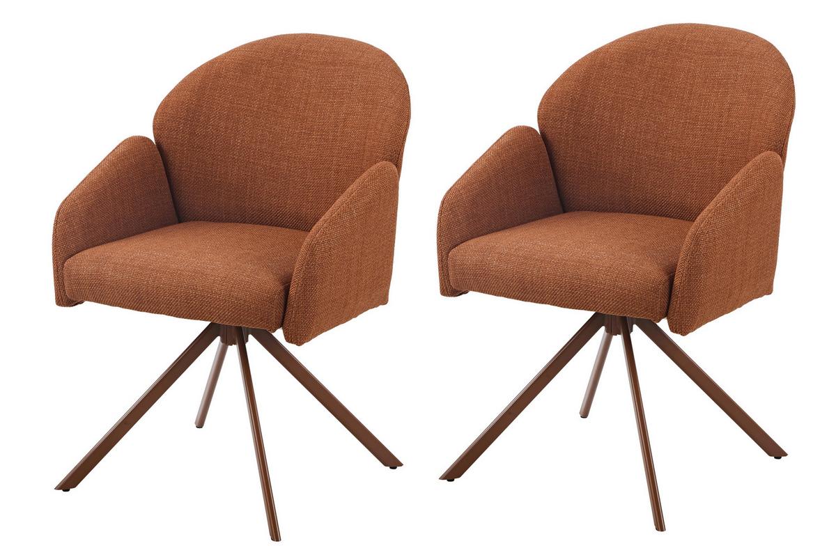 Armlehnstuhl-set Holly S 2er-Set - Rotbraun, MODERN, Textil/Metall (56,5/84/61cm) - MID.YOU