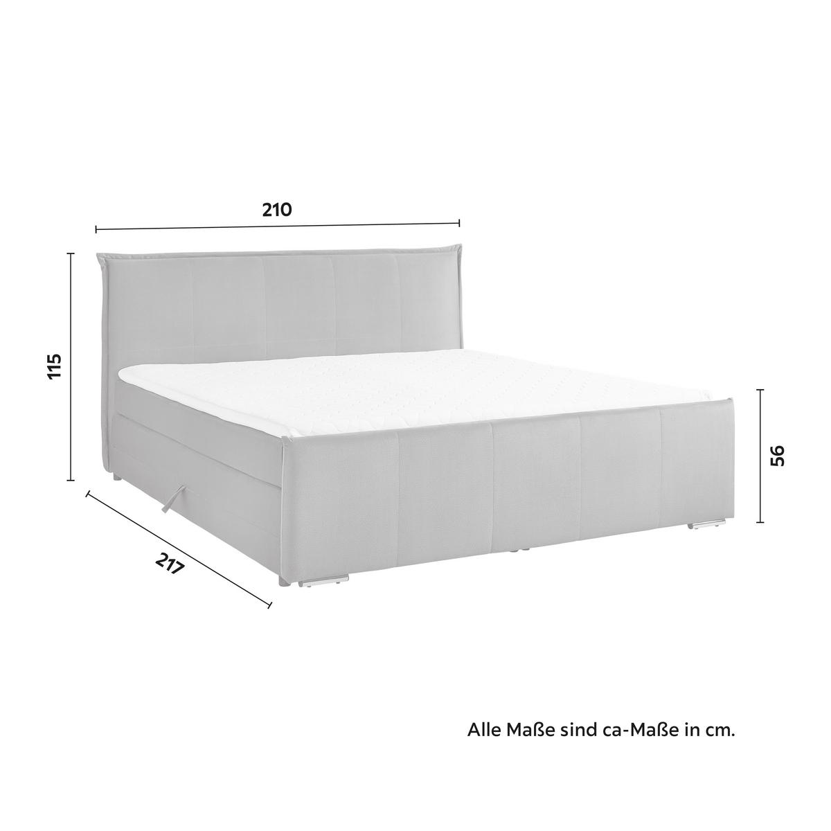 Postel boxspring s toperem, 200x200 cm, šedá - šedá/barvy chromu, Moderní, kov/dřevo (200/200cm) - Bessagi Home