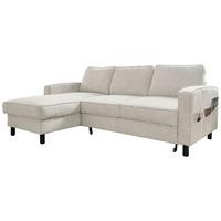 Sedačka MELANIE S, ľavá, béžová, úl.priestor a lôžko - čierna/béžová, drevo/textil (148/228cm) - MID.YOU