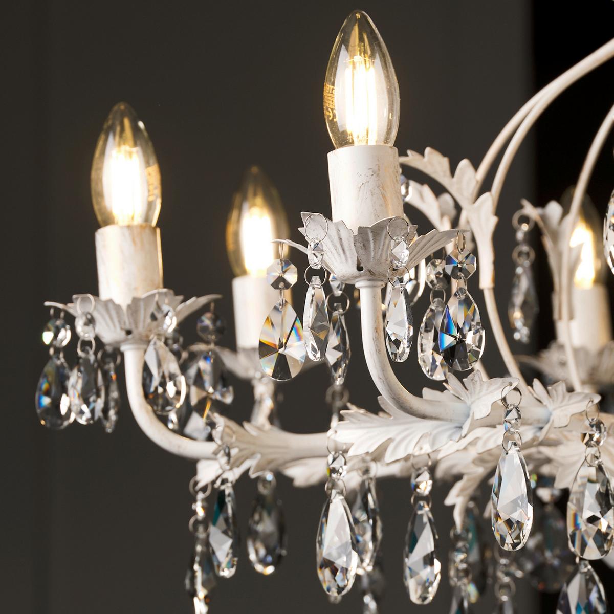 KRISTALL-HÄNGELEUCHTE 4670/8A - Weiß, KONVENTIONELL, Glas/Metall (70/70/105cm)