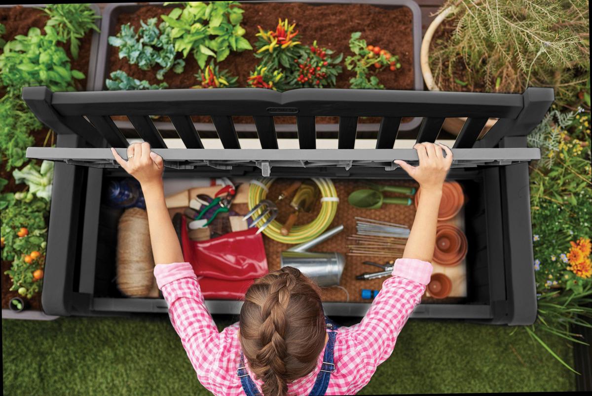 ZÁHRADNÁ LAVICA EDEN - grafitová/svetlosivá, Basics, plast (140/84/60cm) - Keter