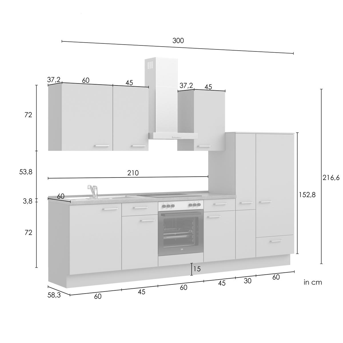 Kuchyňská linka 300 cm, olivově zelená - barvy dubu/černá, Moderní, kov/kompozitní dřevo (300cm) - Nobilia