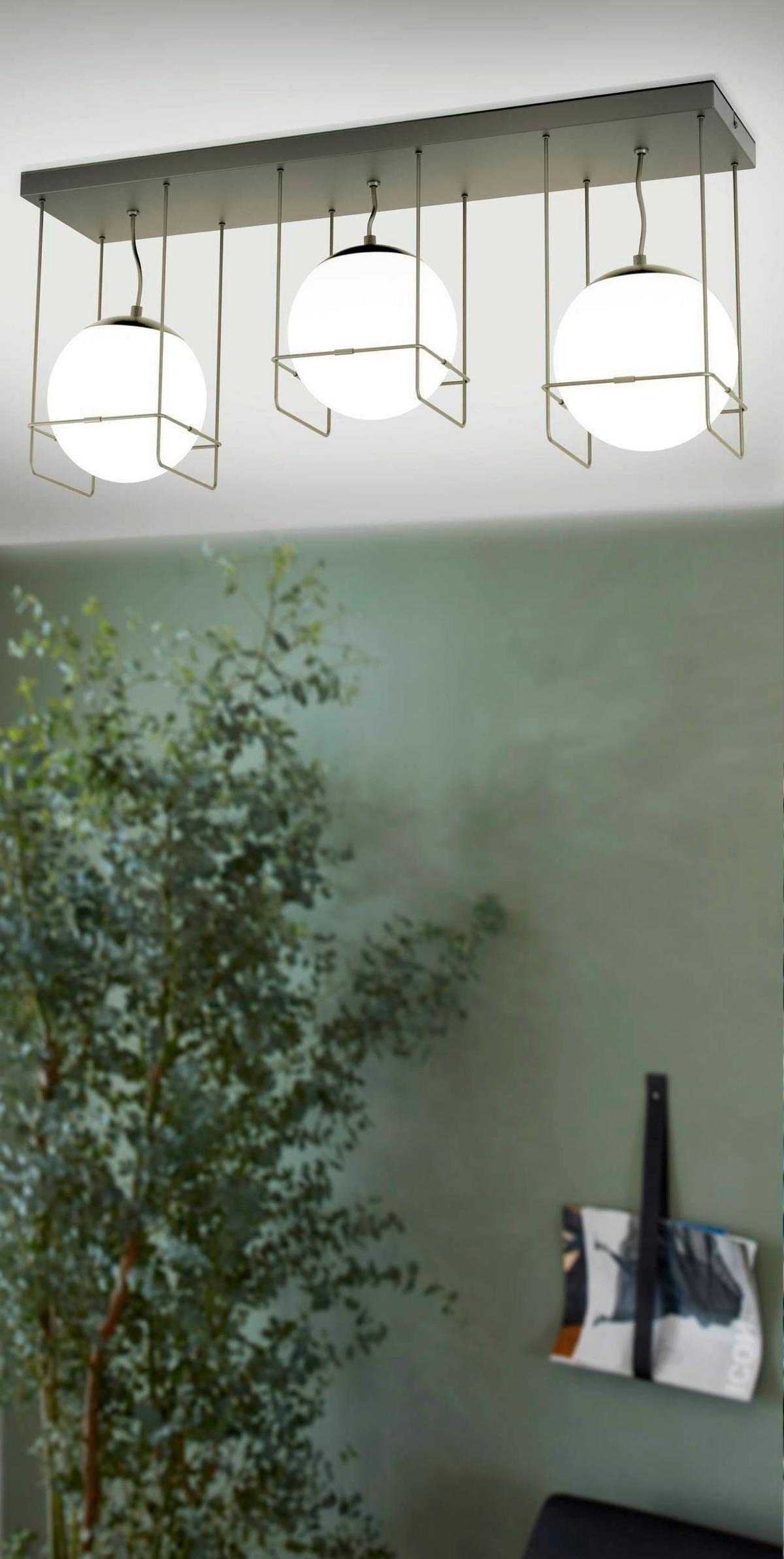 Deckenleuchte Versuola L: 77 Cm 3-Flammig Mit Opalglas - Schwarz/Weiß, Design, Glas/Metall (77/20/32,5cm) - Eglo