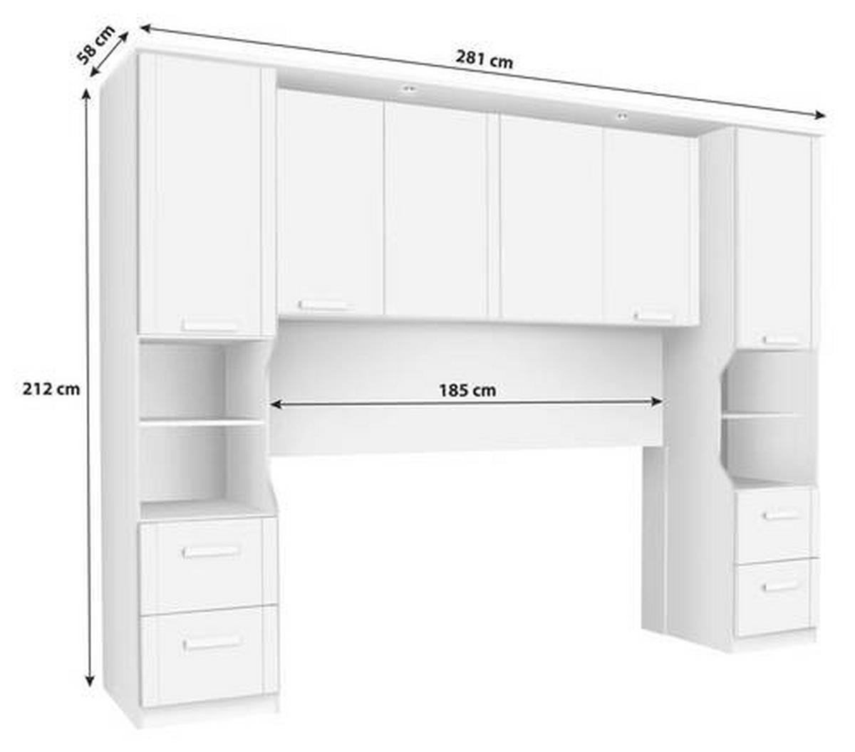 Bettüberbau Lindau B: 281 cm Weiß - Weiß, KONVENTIONELL, Holzwerkstoff (281/212/58cm) - Rauch Möbel
