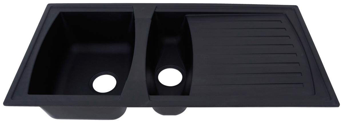 Spüle Respekta Boston Kunststein Bxt: 100x50 cm - Schwarz, Trend, Glas/Kunststoff (100/20/50cm) - Respekta