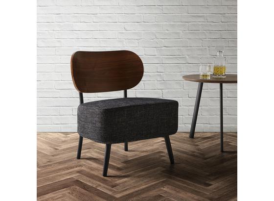 Kreslo Jonas - farby vlašského orecha/tmavosivá, Moderný, kompozitné drevo/textil (58/72/64cm) - Modern Living Kreslo Jonas - farby vlašského orecha/tmavosivá, Moderný, kompozitné drevo/textil (58/72/64cm) - Modern Living