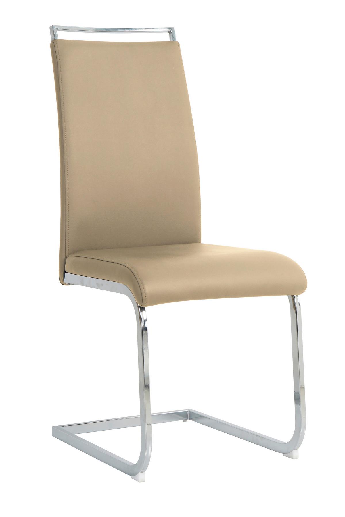 Stuhl-set Lederlook Taupe, B: 42cm - Taupe/Silberfarben, Design, Kunststoff/Textil (42/101/58cm) - Livetastic