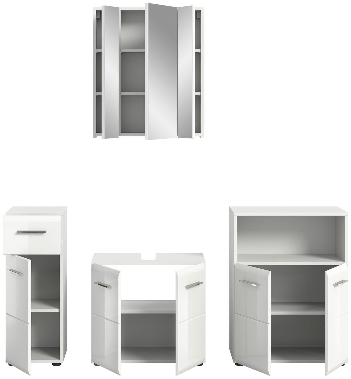 Badezimmer Ice Weiß Hg B: 150 Cm - Weiß Hochglanz/Schwarz, MODERN, Holzwerkstoff (150cm) - MID.YOU