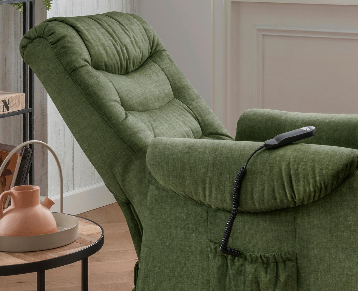 Fernsehsessel Nino Dunkelgrün B: 76 Cm - Dunkelgrün/Schwarz, Design, Textil (76/106/94cm) - Livetastic