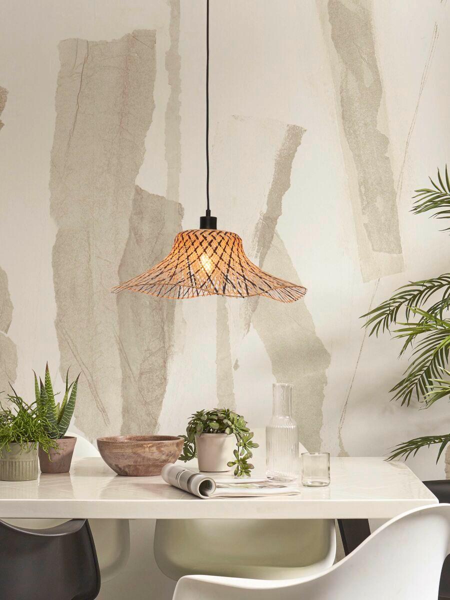 Hängeleuchte Ibiza/h50/bn - Schwarz/Naturfarben, Trend (50/50/15cm) - Good & Mojo