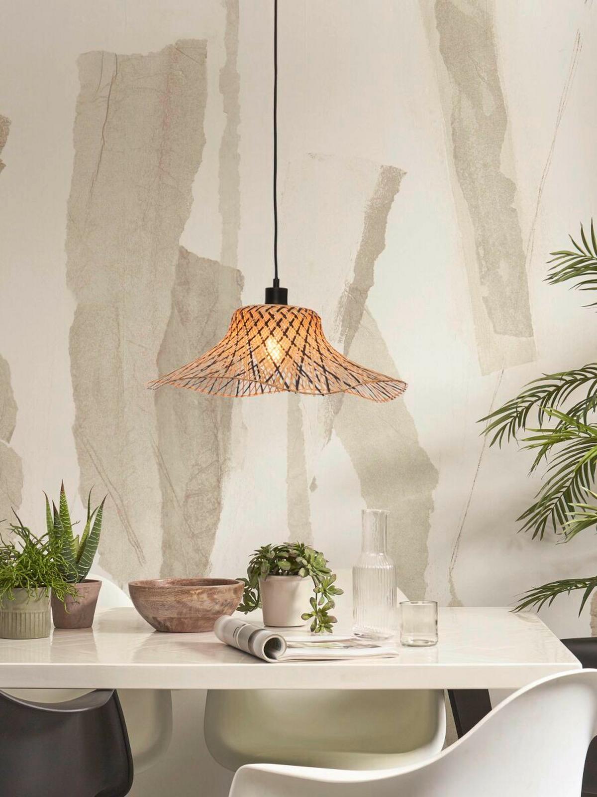 Hängeleuchte Ibiza/h50/bn - Schwarz/Naturfarben, Trend (50/50/15cm) - Good & Mojo