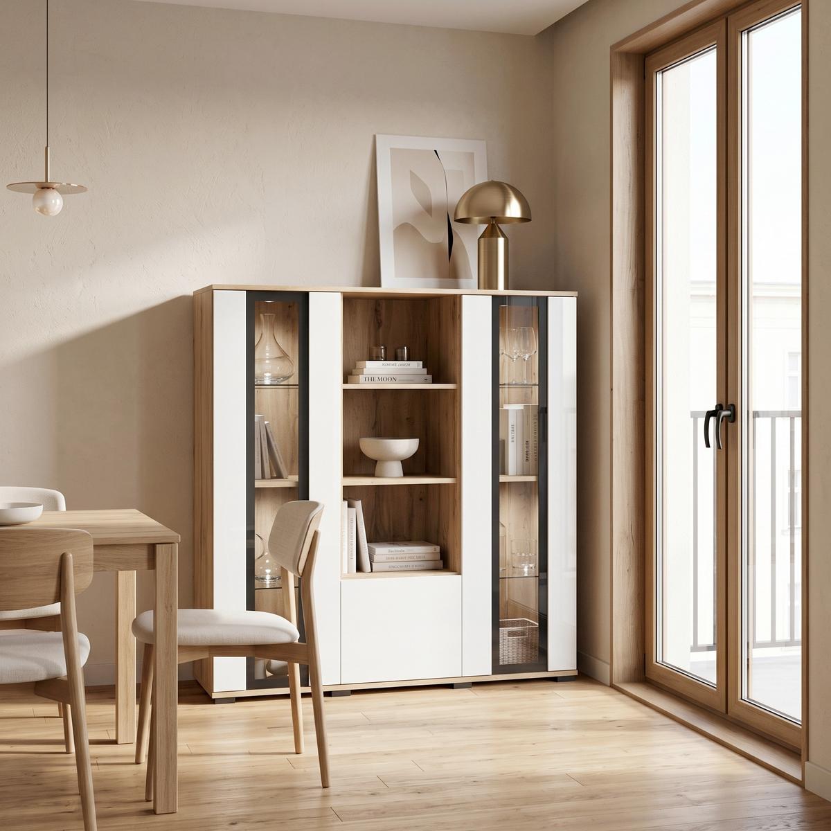VYSOKÁ KOMODA CARO 120 - čierna/biela s vysokým leskom, Design, kompozitné drevo/plast (120/121,9/39,5cm) - Livetastic