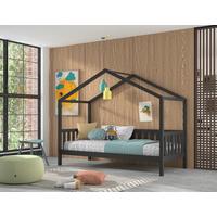 Hausbett Dallas 90x200 cm Kiefer Echtholz Anthrazit - Anthrazit/Naturfarben, ROMANTIK / LANDHAUS, Holz (90/200cm) - Vipack