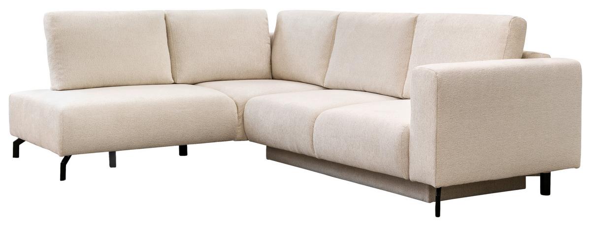 Rohová sedačka VENI, ľavá, béžová žinylka - černá/béžová, Moderní, kov/textil (210/272cm)