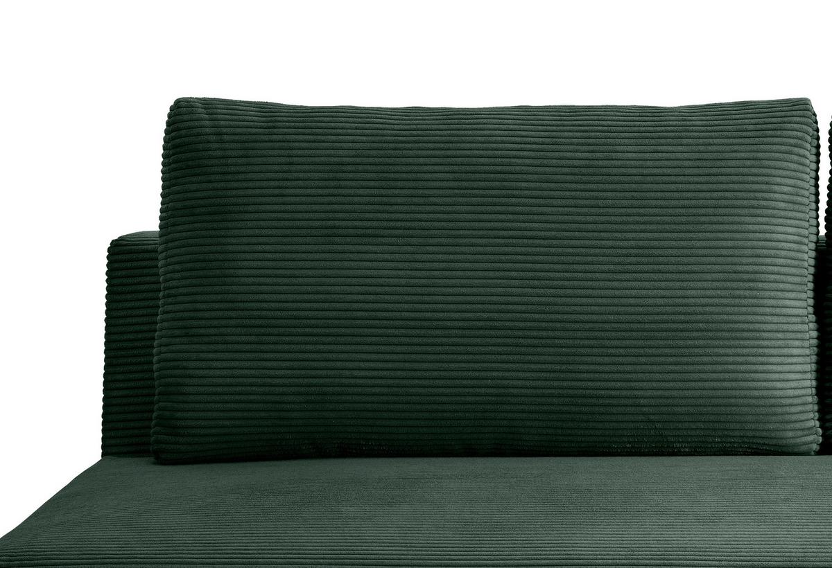 Schlafsofa Petri Dunkelgrün Cord, Rücken Echt B: 198 cm - Dunkelgrün/Schwarz, MODERN, Textil (198/90/100cm) - Livetastic