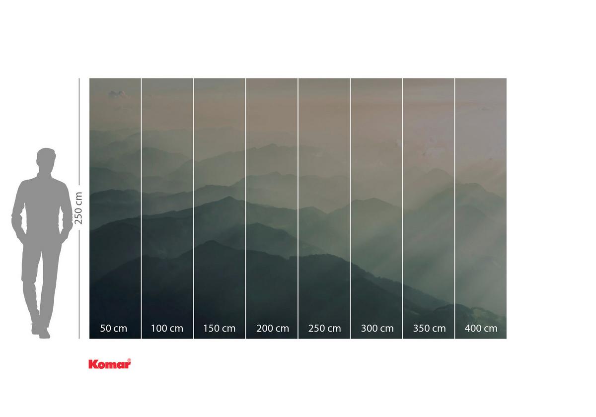 Vliestapete Hazy Hills - Blau/Gelb, Basics (400/250cm) - Komar