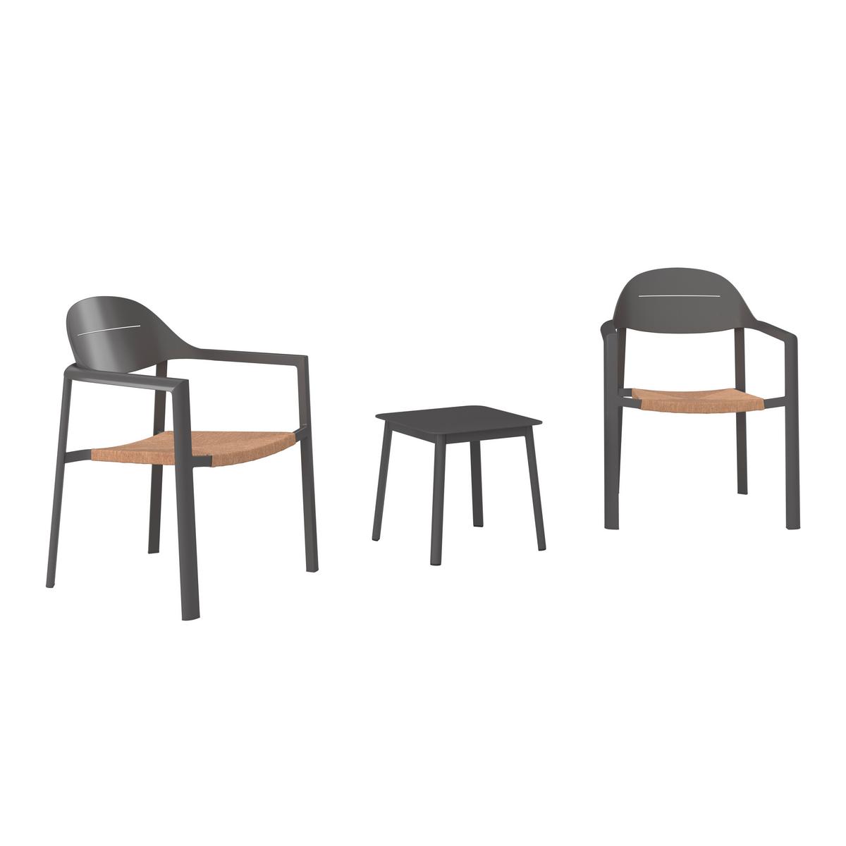 SADA NA BALKON SYDNEY - tmavě šedá/přírodní barvy, Moderní, kov/plast (66/68/66cm) - Mömax