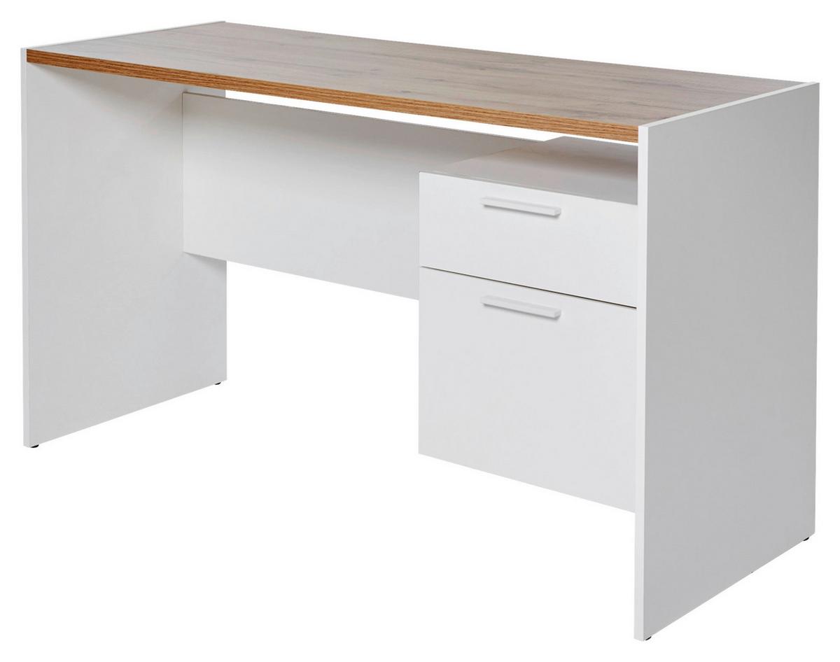 Schreibtisch ml C 130 - Eichefarben/Weiß, KONVENTIONELL, Holzwerkstoff (123/55/74,5cm) - Livetastic