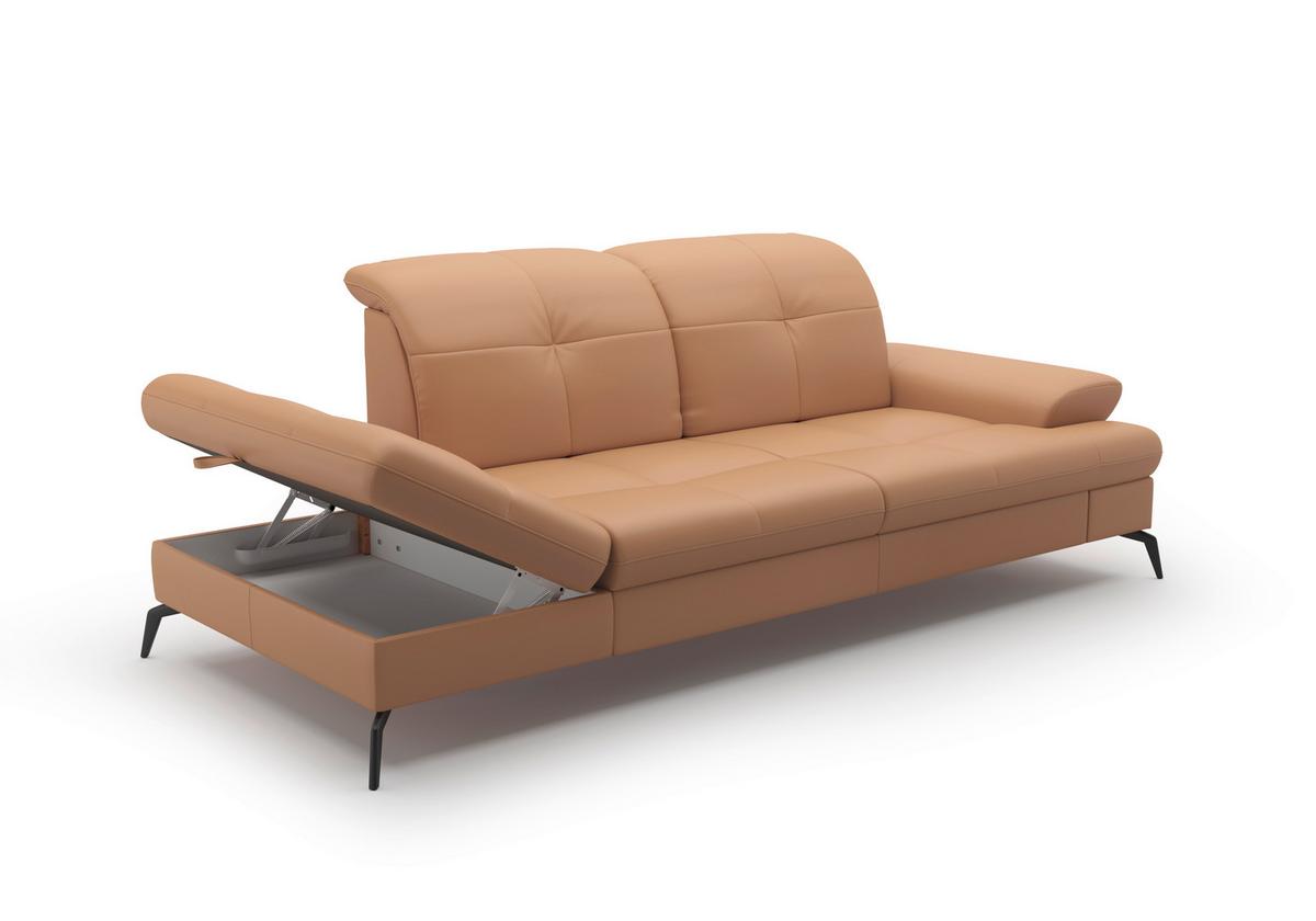 Récamiere Amica E, Cappuccino B: 231 Cm - Schwarz/Cappuccino, KONVENTIONELL, Leder (231/90/122cm) - Sit & More