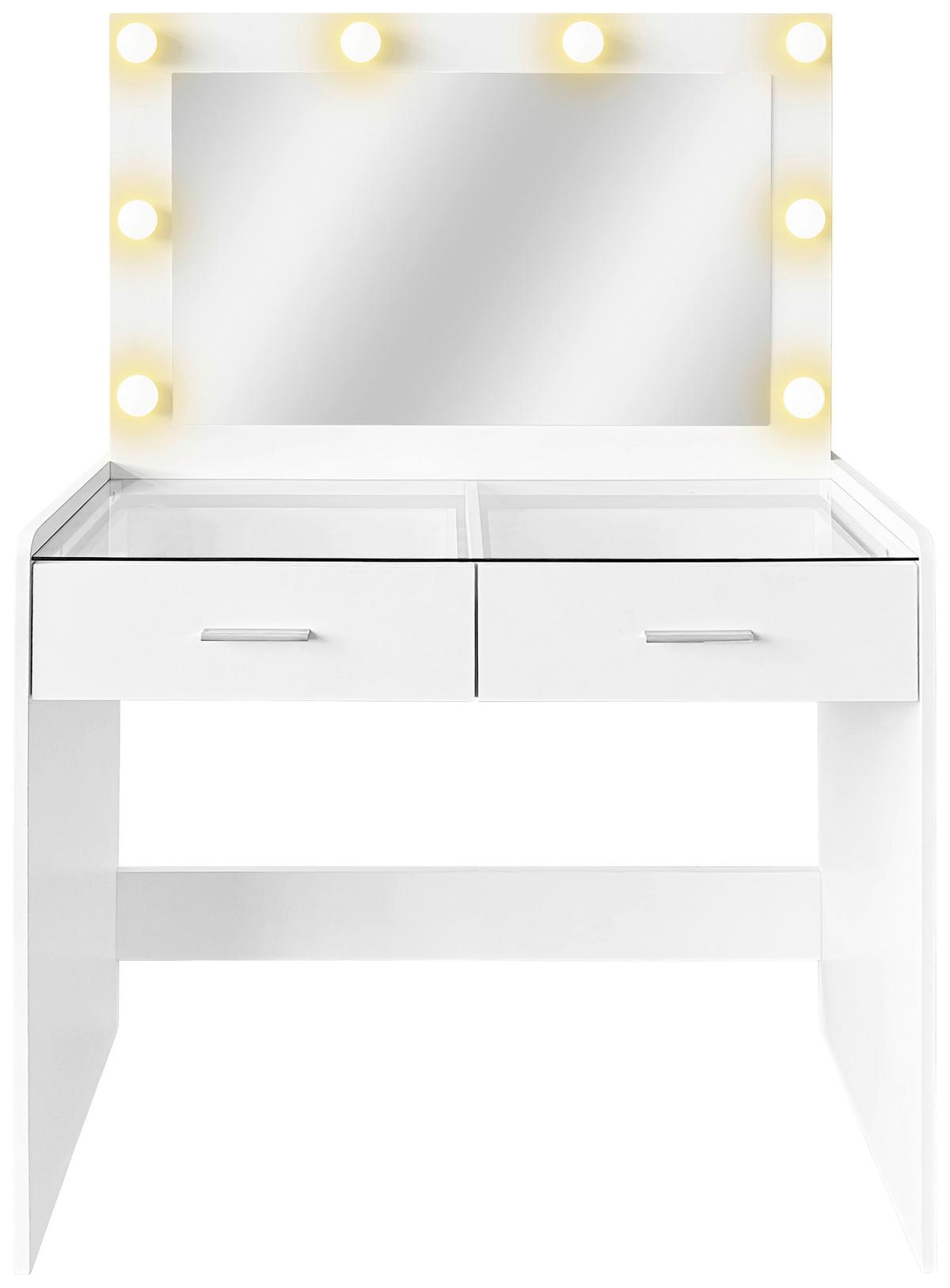 Schminktisch Mila Weiß B: 95 cm - Weiß, Trend, Glas/Holzwerkstoff (95/140/44cm)