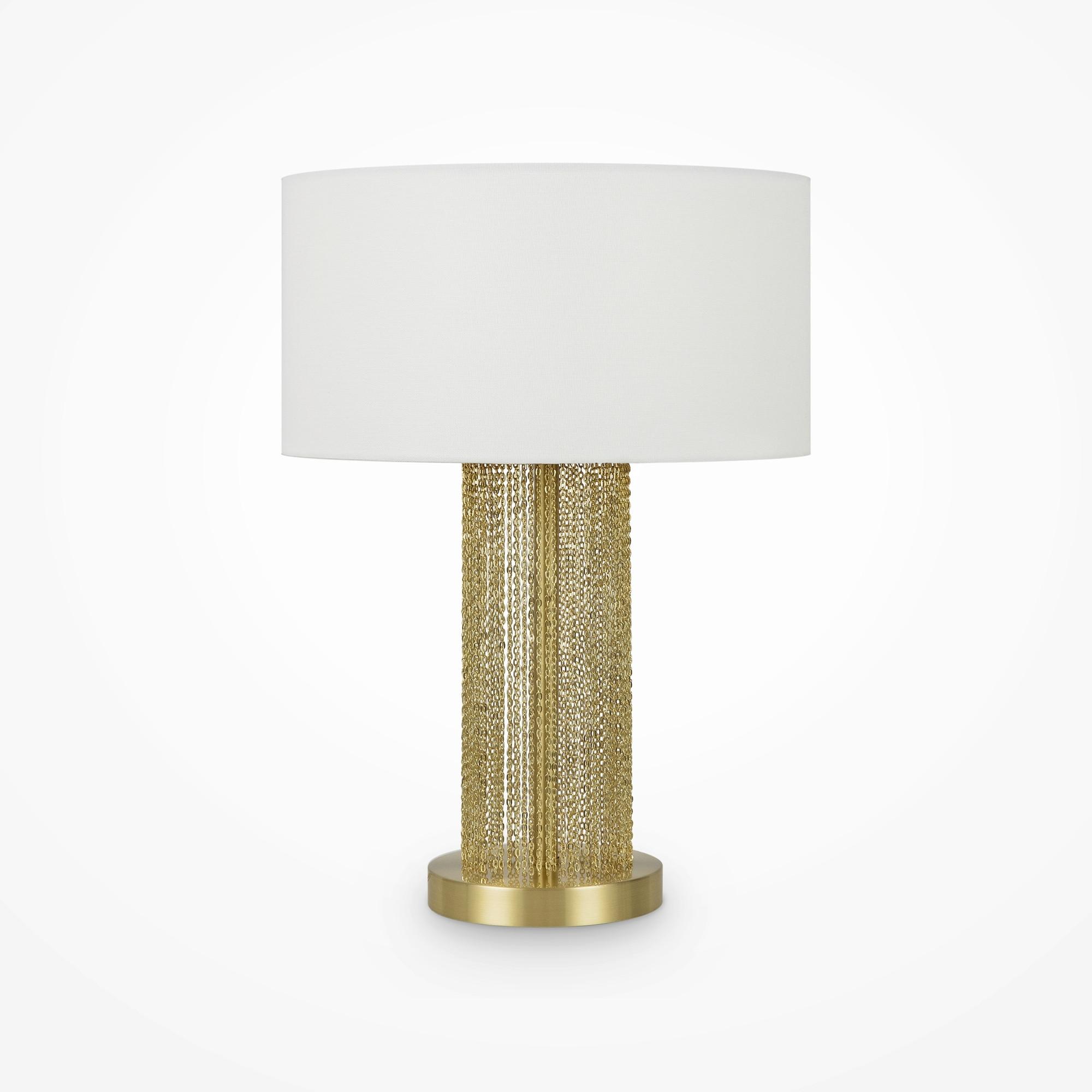Tischleuchte Impressive - Goldfarben/Weiß, Trend, Textil/Metall (34/47cm) - MAYTONI
