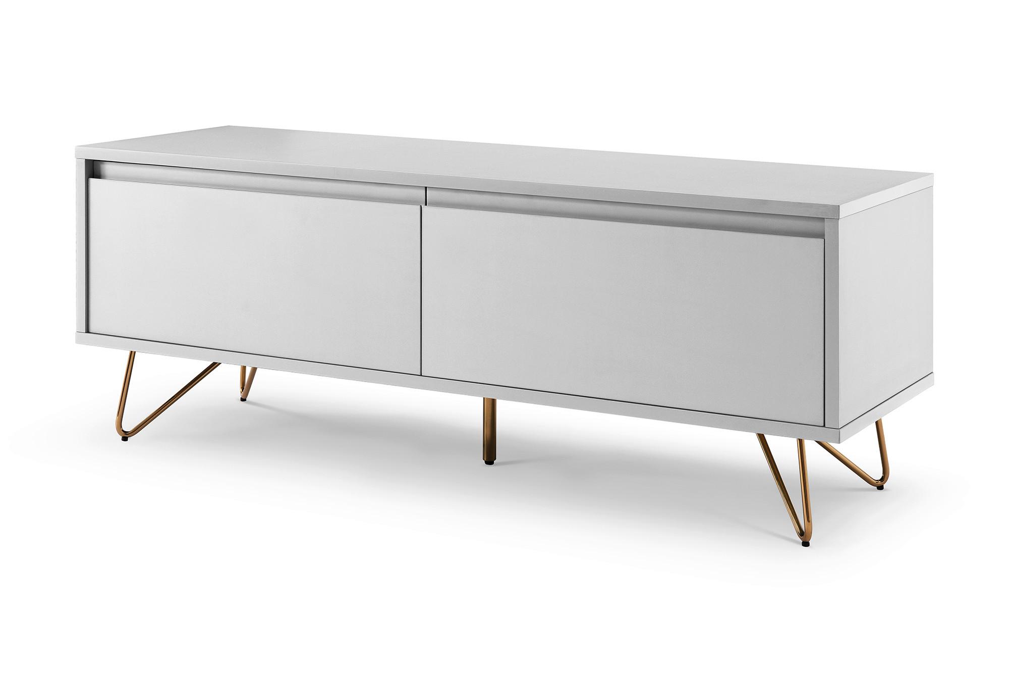 Lowboard Weiß B: 120cm - Messingfarben/Weiß, Design, Holzwerkstoff (120/45/40cm) - Livetastic