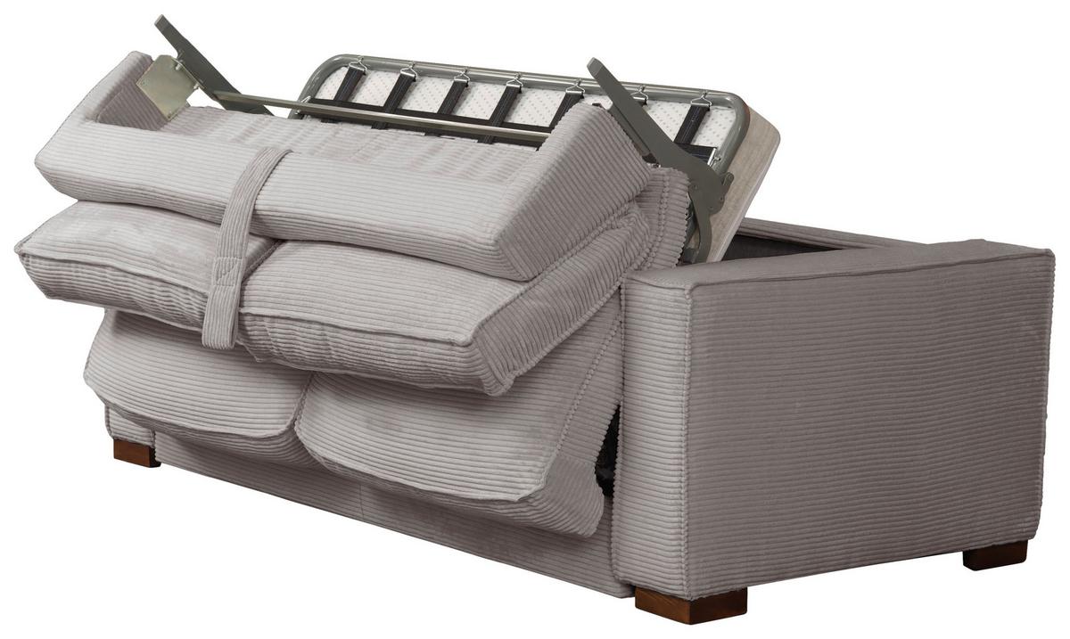 Schlafsofa Texas Hellgrau Cord, B: 203 Cm - Dunkelbraun/Hellgrau, Design, Textil (203/85/99cm) - MID.YOU