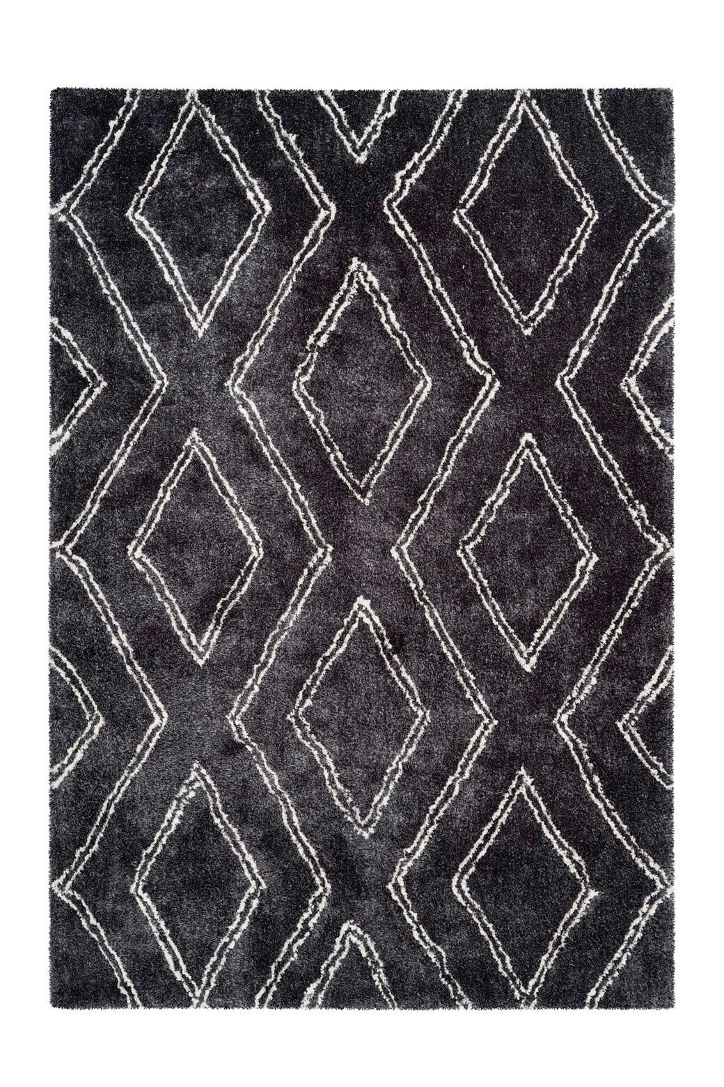 HOCHFLORTEPPICH Anthrazit/Weiß - Anthrazit, KONVENTIONELL, Textil (120/170cm) - Kayoom