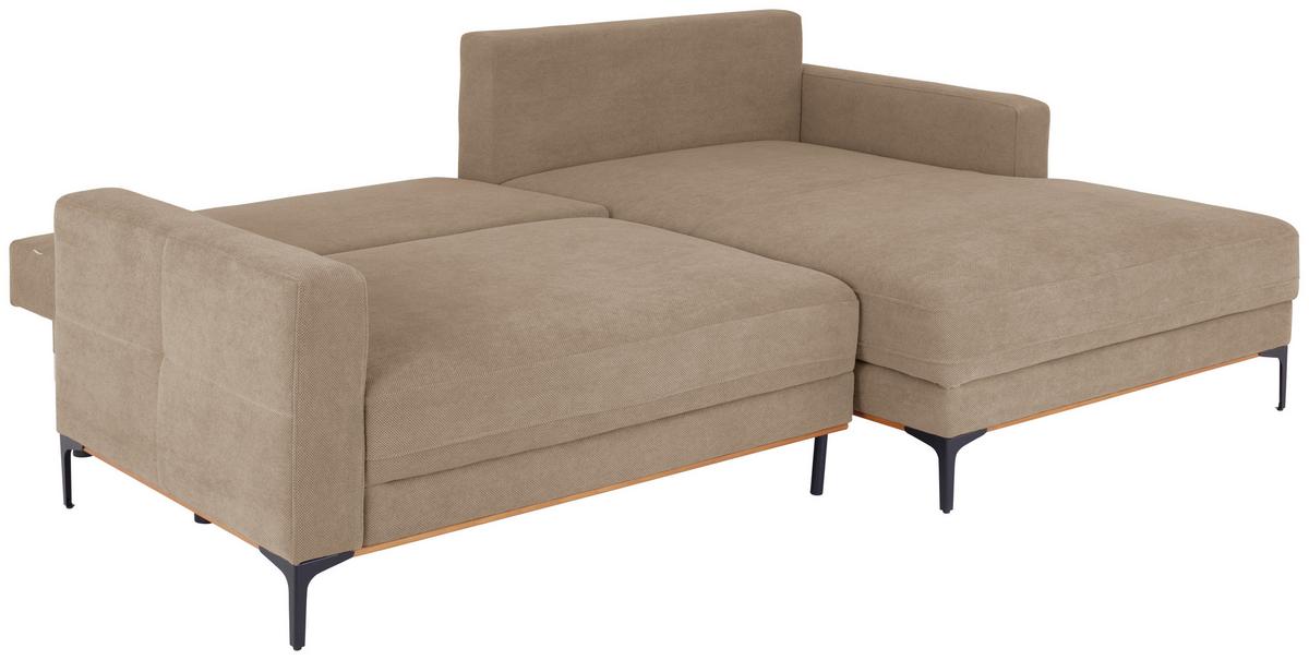 Rohová sedačka BERGAMO, pravá, světle hnědá - černá/světle hnědá, Moderní, kov/textil (238/162cm) - Ondega