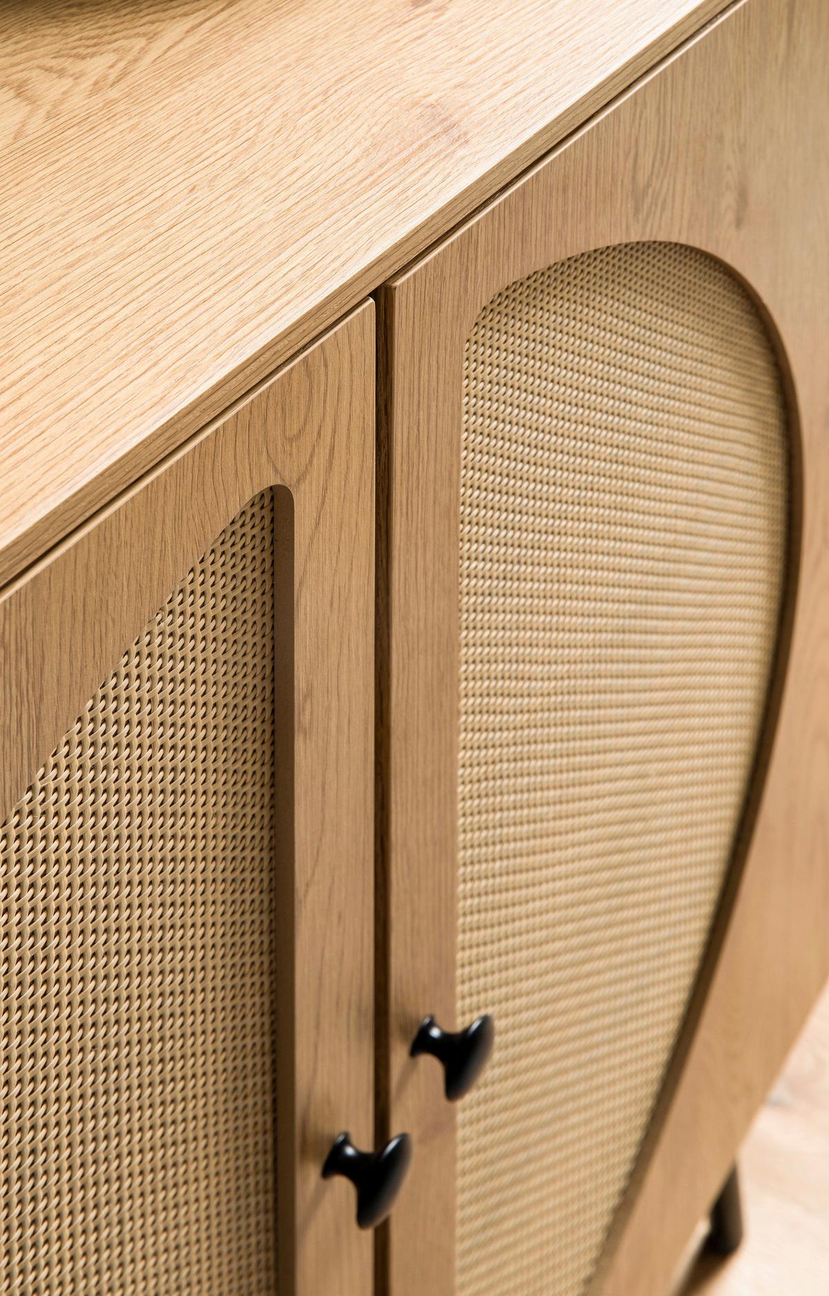 Sideboard Eichefarben Dekor B: 80 cm - Eichefarben/Schwarz, Design, Holzwerkstoff (80/103/39cm) - MID.YOU